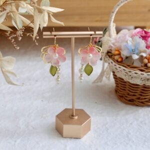 SALE - Pink Glass Flower Earrings