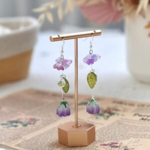 SALE - Purple Rose Earrings