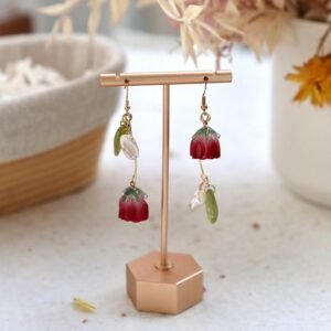 SALE - Red Rose Earrings