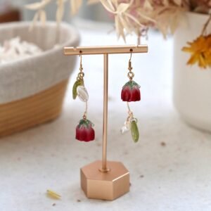 SALE - Red Rose Earrings
