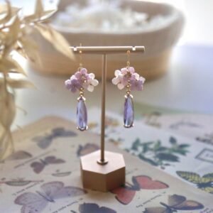 Pink Purple Hydrangea Cluster Earrings