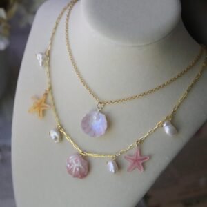 Double-Layer Shell & Pearl Necklace